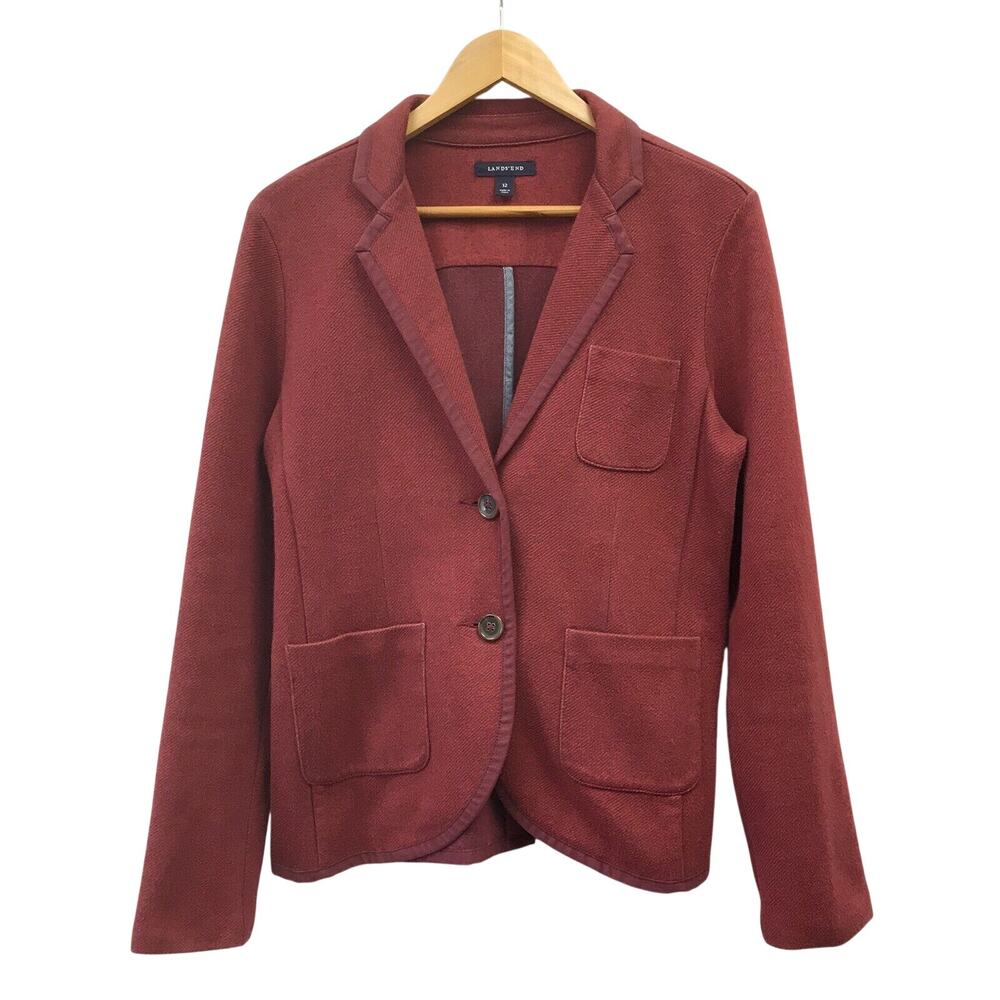 Lands End Jacket Womens 12 Red 2 Button